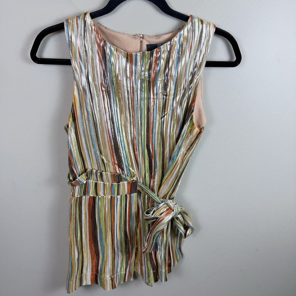 Eva Franco Clinquant Shimmer Striped Multicolor Sleeveless Top Womens Small USA